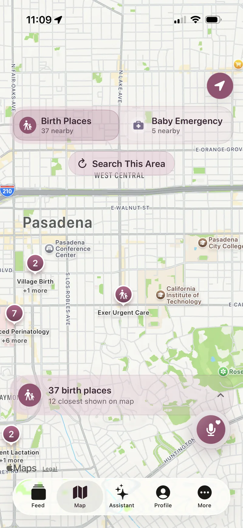 Hive map with birth places and baby emergency care
